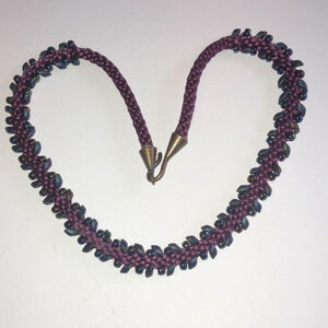 Vintage Purple Fabric Beaded Woven Boho Necklace